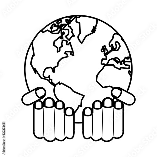 hands lifting world planet earth ecology icon