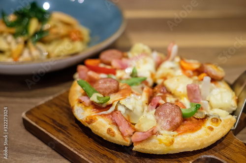 Pizza with Ham and Bacon