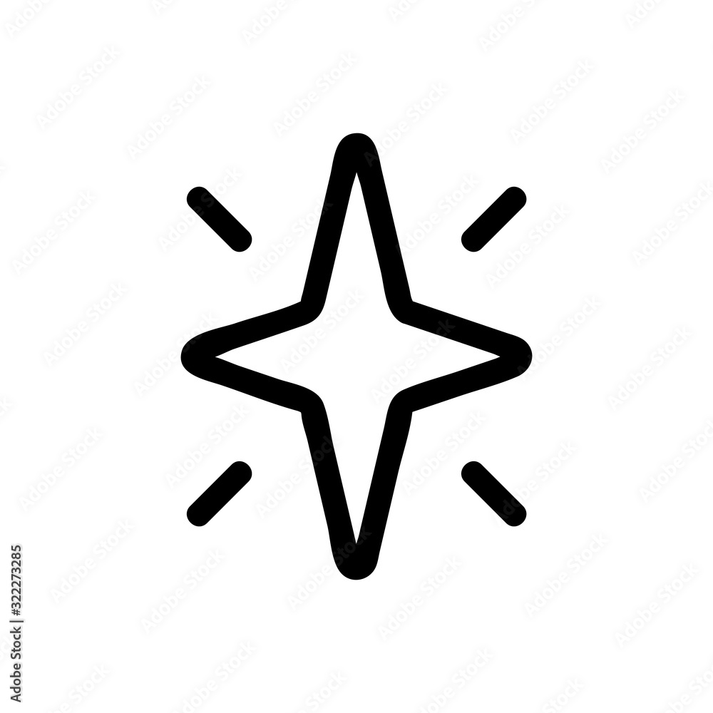 Star shining glitter icon vector. Thin line sign. Isolated contour symbol illustration