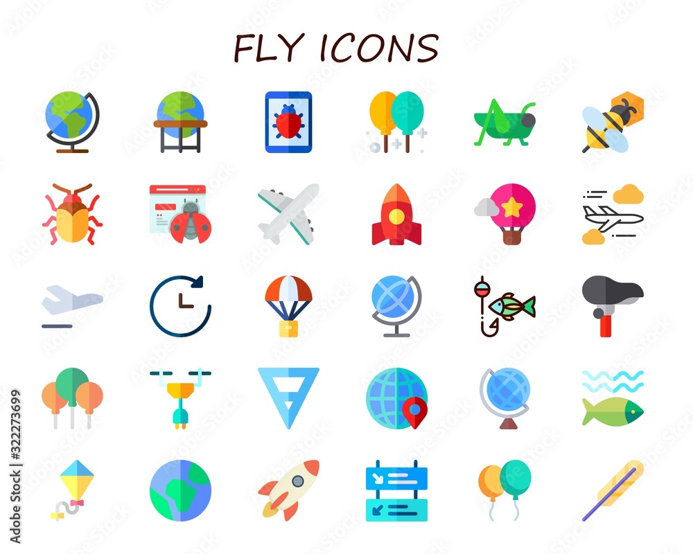 Modern Simple Set of fly Vector flat Icons Modern Simple Set of fly Vector flat Icons