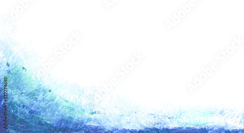 Artistic sea water painting background. Abstract sea draft. Colorful blue washed painted with strokes background. .