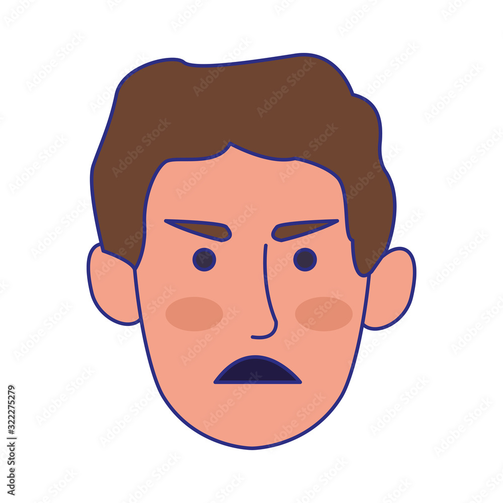 angry man face, flat design angry man face, flat design