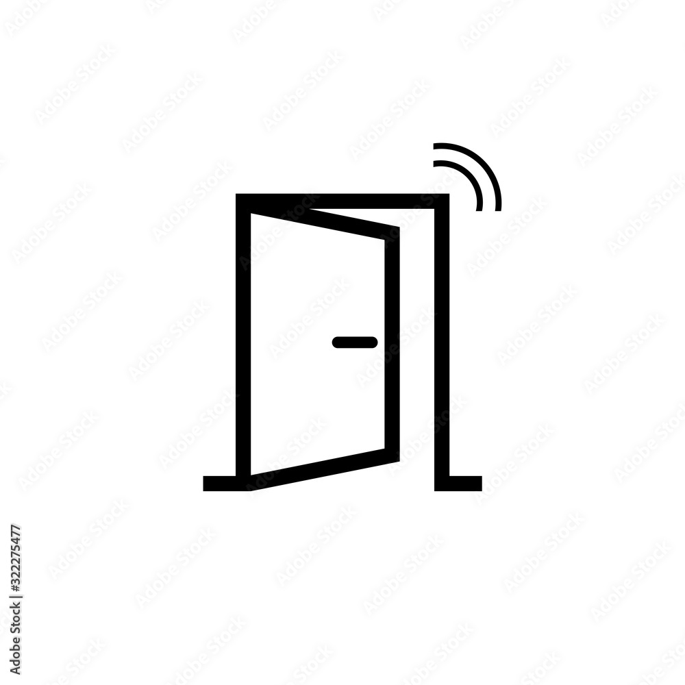 Smart open door icon for web design isolated on white background Smart open door icon for web design isolated on white background