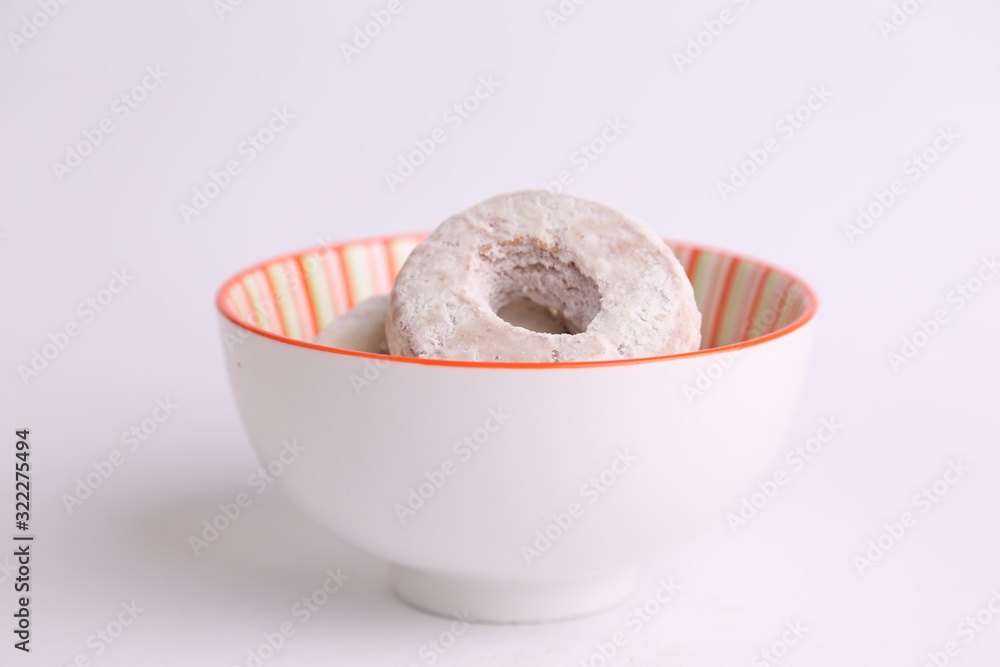 homemade bagel with sugar in bowl homemade bagel with sugar in bowl