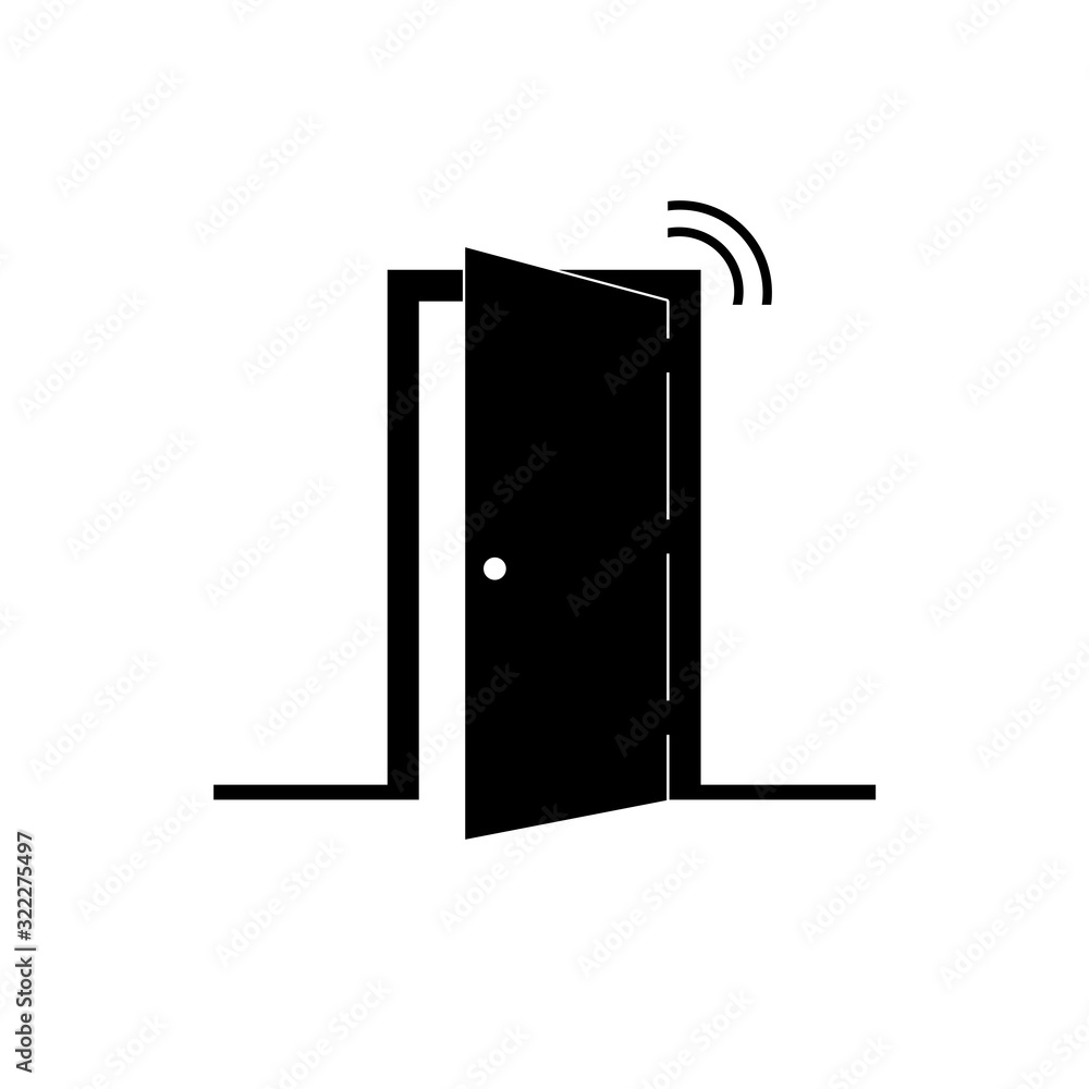 Smart open door icon for web design isolated on white background Smart open door icon for web design isolated on white background