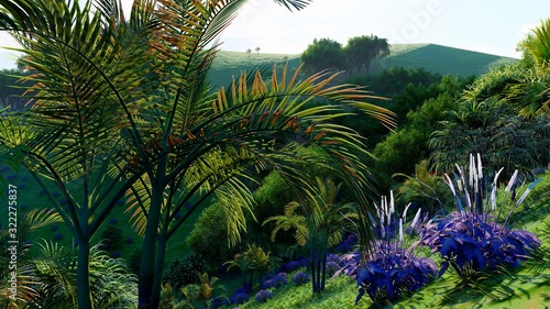 Jungle hills in Okinawa, Japan 3d rendering © satori