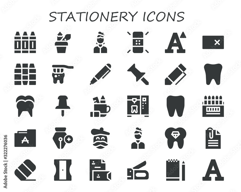 Modern Simple Set of stationery Vector filled Icons Modern Simple Set of stationery Vector filled Icons