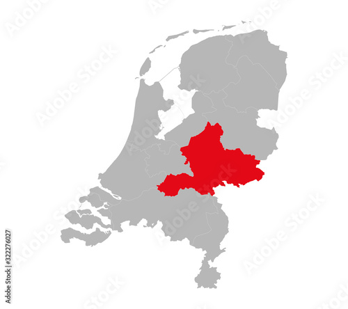 Gelderland province highlighted on netherlands political map. Backgrounds, charts, business concepts.