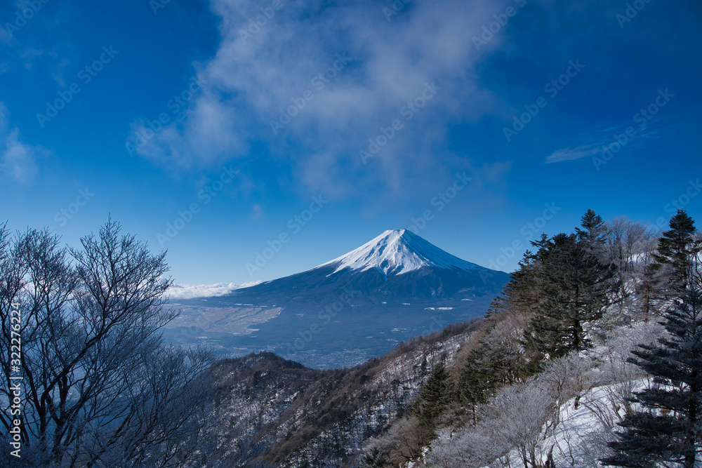 富士山,三ツ峠,雪,冬,風景,青空