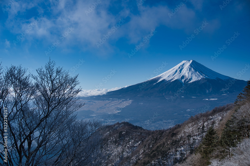 富士山,三ツ峠,雪,冬,風景,青空