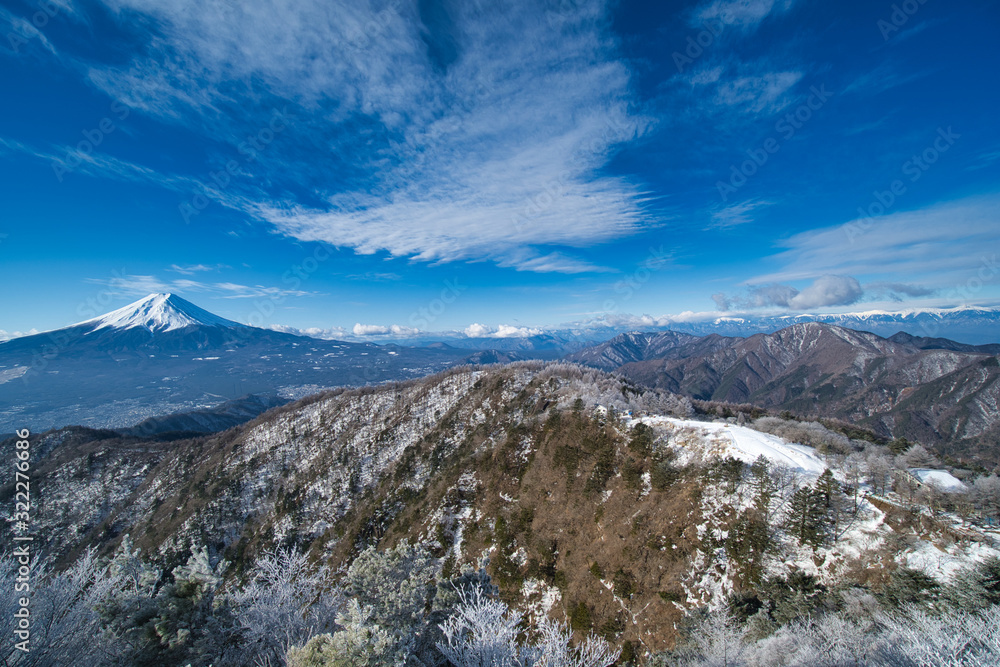 三ツ峠,冬山,雪,青空,風景,景色