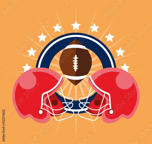 american football sport poster with balloon and helmet