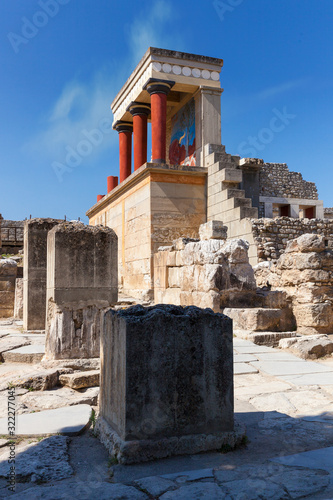 Knossos palace of the Minoan civilization and culture at Heraklion vertical photo, Crete, Greece