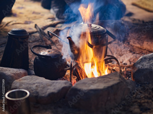 Valokuva Traditional bedouin tea on fire in the Wadi Rum desert, Jordan