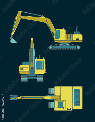 Colorful Heavy Excavator blueprints