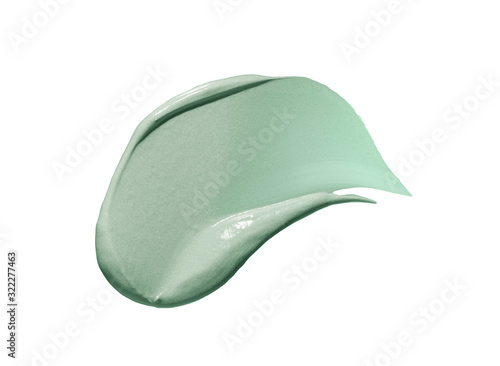 Green clay mask sample isolated on white background photo