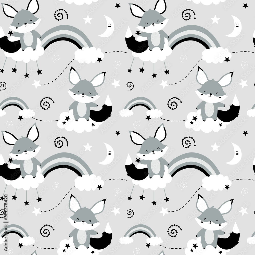 Cute seamless scandinavian patterns with foxes Cute seamless scandinavian patterns with foxes