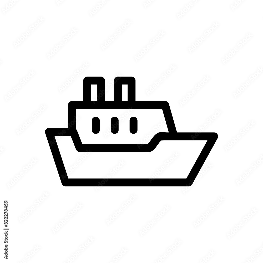 ship icon vector. Thin line sign. Isolated contour symbol illustration ship icon vector. Thin line sign. Isolated contour symbol illustration