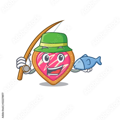 A Picture of happy Fishing cookie heart design