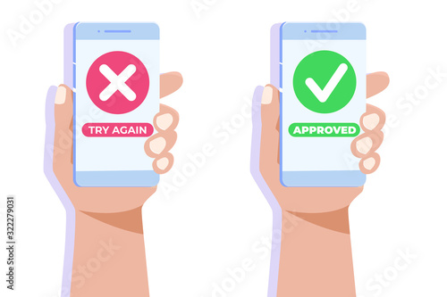 Payment error and approved concept. Vector illustration.