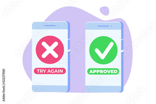 Payment error and approved concept. Vector illustration.