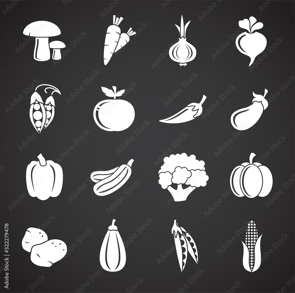 Vegetable related icons set on background for graphic and web design. Creative illustration concept symbol for web or mobile app