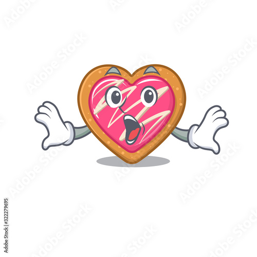 Cookie heart mascot design concept with a surprised gesture