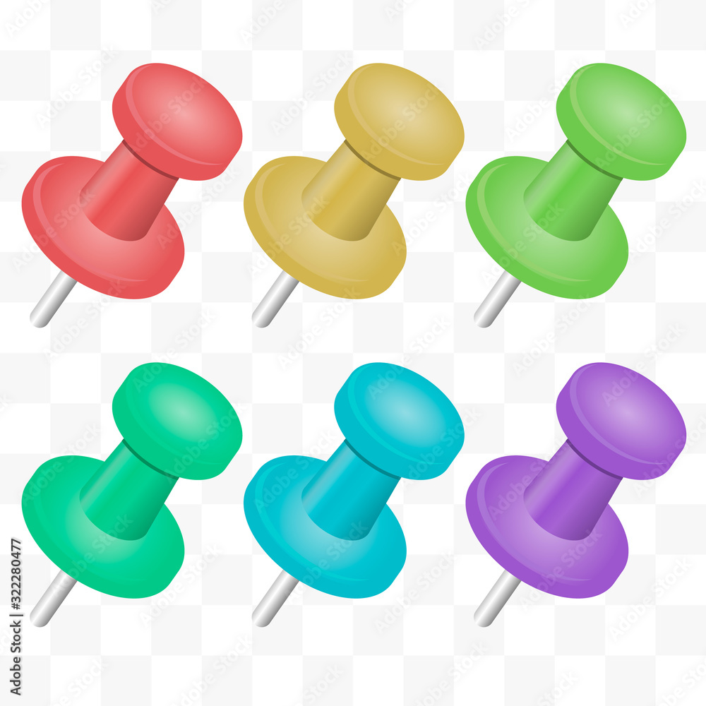 Office vector push pins set made of shiny colorful plastic, eps10 clipart elements Office vector push pins set made of shiny colorful plastic, eps10 clipart elements