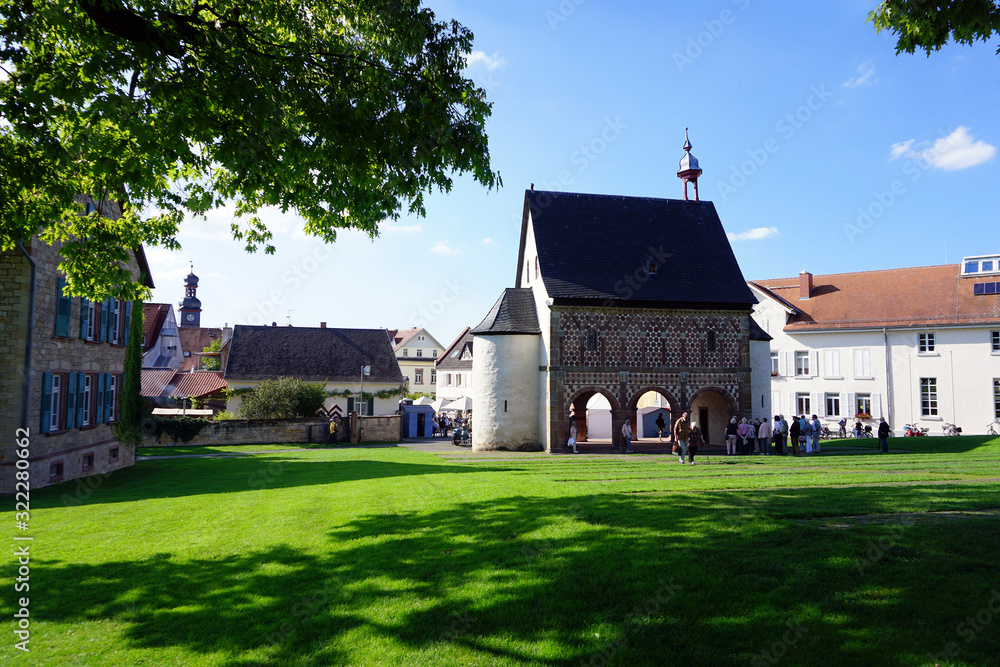 Torhalle and Skyline of Lorsch, Germany on an sunny day   