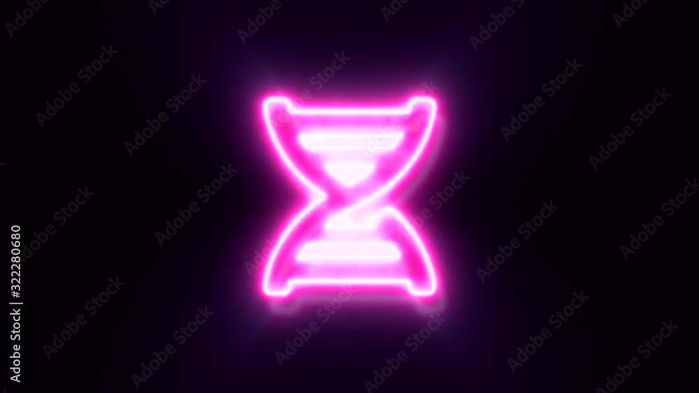 Pink neon DNA sign blinks and appear in center Pink neon DNA sign blinks and appear in center