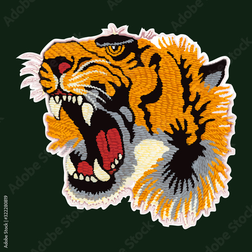 Japanese style tiger vector embroidery illustration