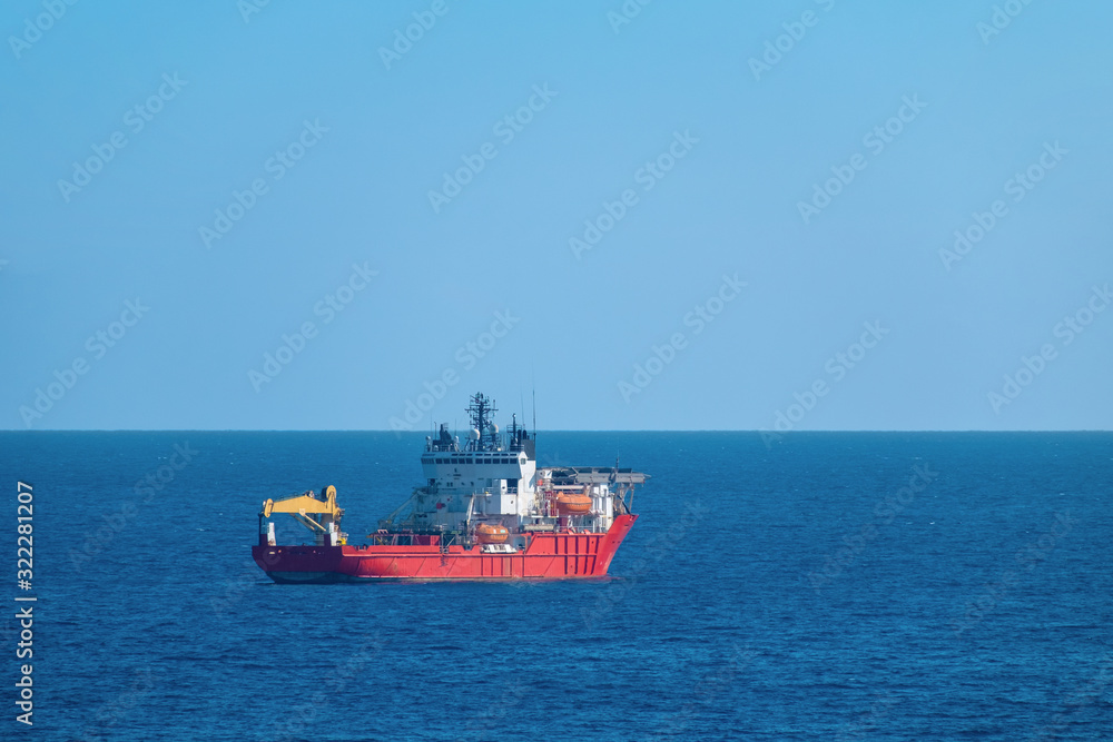 Offshore ship crane in the sea