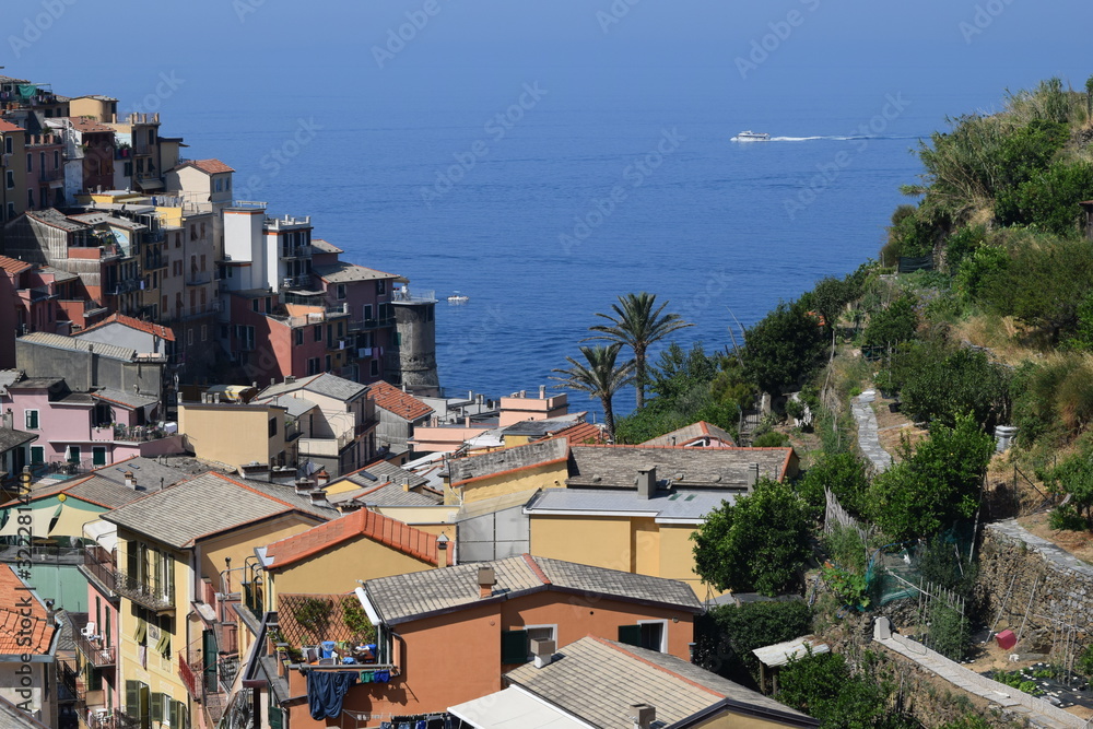 BEAUTIFUL VIEW CINQUE TERRE COAST MANAROLA RIOMAGGIORE ITALY EUROPE