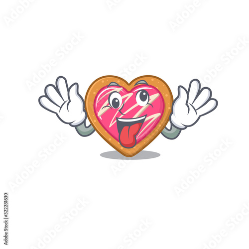 Cute sneaky cookie heart Cartoon character with a crazy face