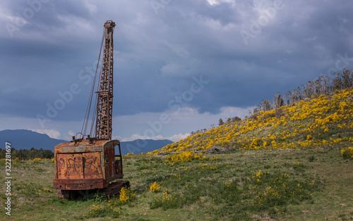 Tongariro National Park New Zealand, Abanonded dragline. Rusty. photo