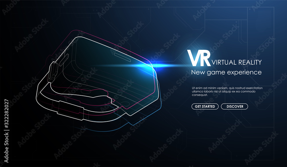 Virtual reality headset glasses outline illustration. Creative ...