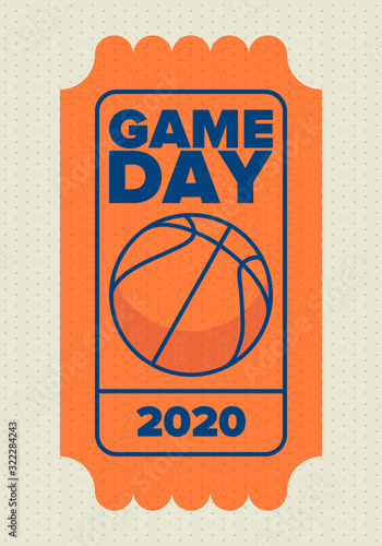 March Basketball Madness. Game Day Party. Professional team championship. Playoff grid, tournament bracket. Regular season and final game. Ball for basketball. Sport poster. Vector illustration