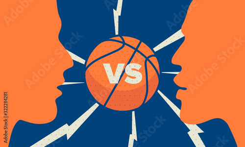 March Basketball Madness. Game Day Party. Professional team championship. Playoff grid, tournament bracket. Regular season and final game. Ball for basketball. Sport poster. Vector illustration