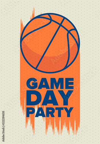 March Basketball Madness. Game Day Party. Professional team championship. Playoff grid, tournament bracket. Regular season and final game. Ball for basketball. Sport poster. Vector illustration
