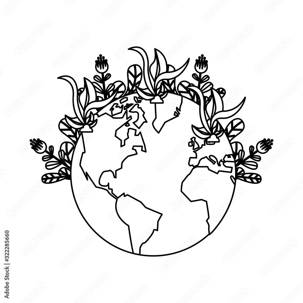 Obraz premium world planet earth with flowers garden