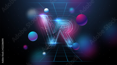 VR logo layout. Modern template for web and print. Virtual reality concept.