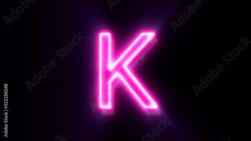 Wallpaper Mural Pink neon font letter K uppercase blinks and appear in center Torontodigital.ca