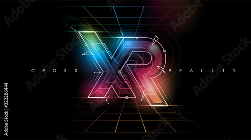 XR logo layout. Modern template for web and print. Cross reality concept.