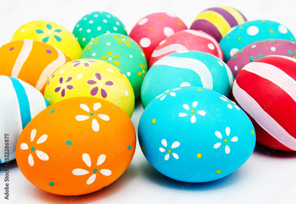 Perfect colorful handmade painted easter eggs isolated