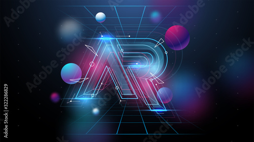 AR logo layout. Modern template for web and print. Augmented reality concept.