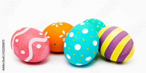 Colorful handmade painted easter eggs isolated