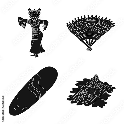 Isolated object of and traditional icon. Collection of and bali stock symbol for web.