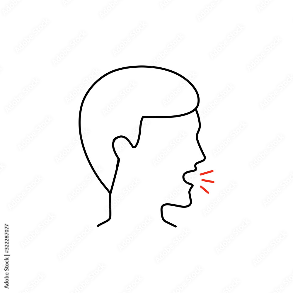 Cough icon vector outline style Cough icon vector outline style