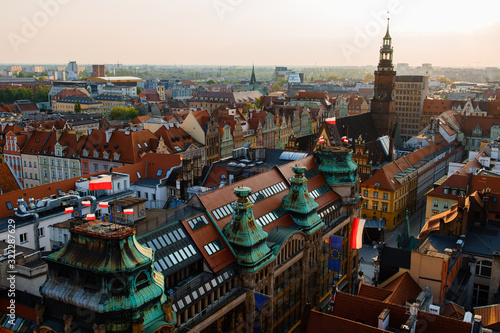 WROCLAW, POLAND - APRIL 30, 2019: The top of view from tower in city center
