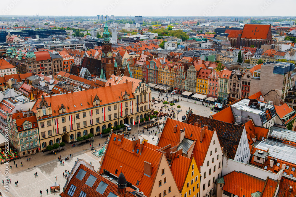 WROCLAW, POLAND - MAY 1, 2019: The top of view from tower in city center